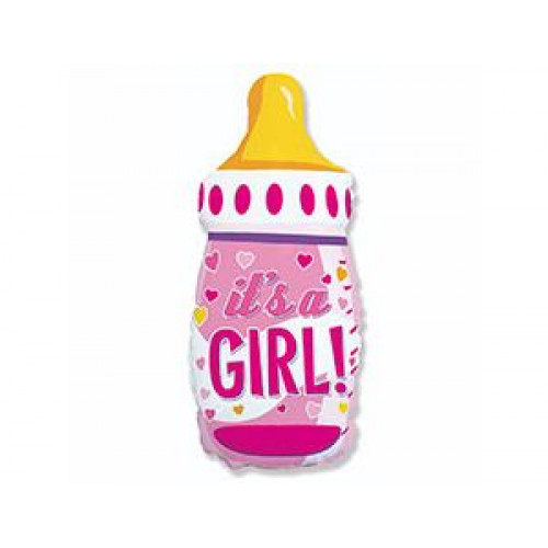 M FM Шар (31"/80 см) Фигура, Бутылка IT'S A GIRL розовая, 1 шт.