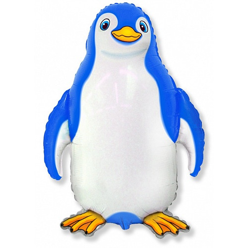 M FM Шар (31"/80 см) Фигура, Счастливый пингвин, Синий, 1 шт.
