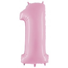 M FM Шар (40''/101 см) Цифра, 1, Розовый, 1 шт.