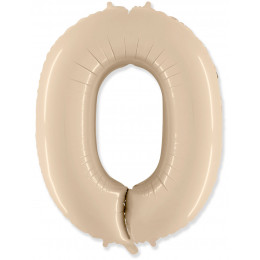 M FM Шар (40''/102 см) Цифра, 0, Кремовый, 1 шт.