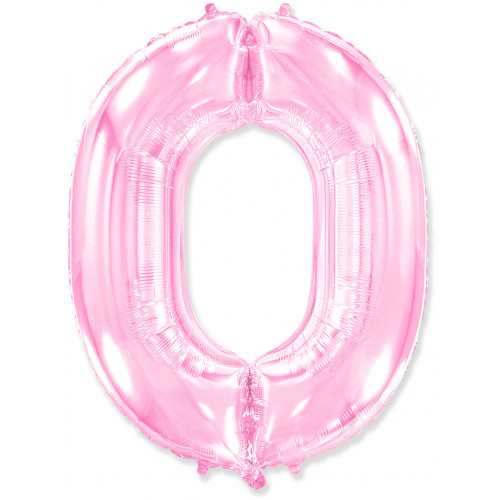M FM Шар (40''/102 см) Цифра, 0, Розовый, Макарунс, 1 шт.
