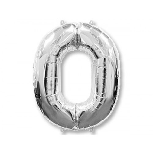 M FM Шар (40''/102 см) Цифра, 0, Серебро, 1 шт.