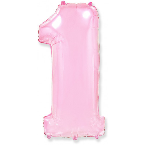 M FM Шар (40''/102 см) Цифра, 1, Розовый, Макарунс, 1 шт.