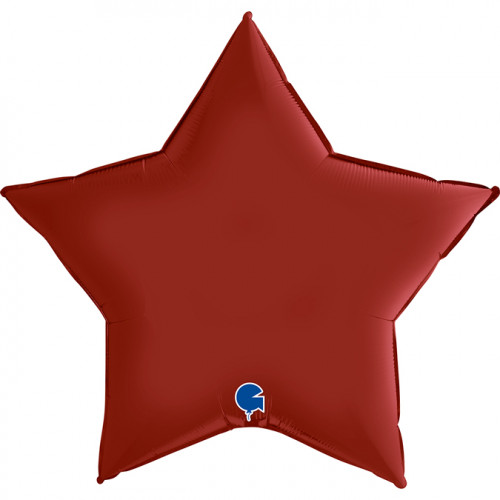 M Grb Шар (18"/46 см) Звезда, Рубиновый, Сатин, 1 шт.