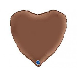 M Grb Шар (18"/46см) Сердце, Б/РИС, Сатин Chocolate, 1 шт.