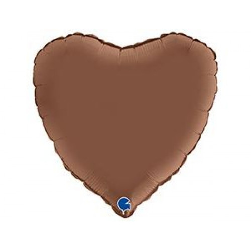 M Grb Шар (18"/46см) Сердце, Б/РИС, Сатин Chocolate, 1 шт.