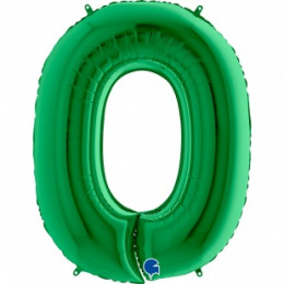 M Grb Шар (40"/102 см) Цифра, 0, Зеленый Green, 1 шт.