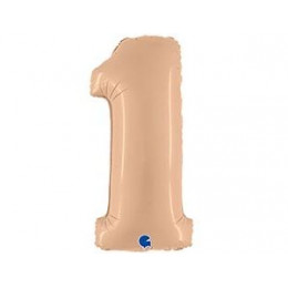 M Grb Шар (40"/102 см) Цифра, 1, Сатин Nude, 1 шт.