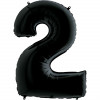 M Grb Шар (40"/102 см) Цифра, 2, Черный, Black, 1 шт.