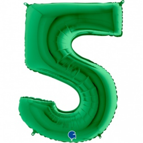 M Grb Шар (40"/102 см) Цифра, 5, Зеленый Green, 1 шт.