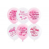 М Шар (12"/30см) Пастель PINK&WHITE (растр) 2 ст. Фламинго Пожелания 50шт