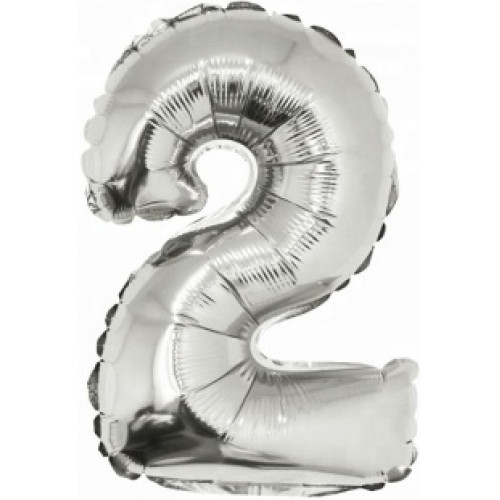 M Ves Шар (16"/41 см) Мини-цифра, 2, Серебро, AIR, 1 шт.