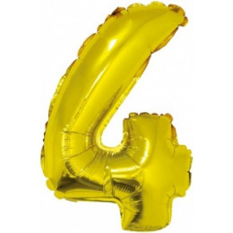 M Ves Шар (16"/41 см) Мини-цифра, 4, Золото, AIR, 1 шт.