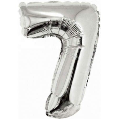 M Ves Шар (16"/41 см) Мини-цифра, 7, Серебро, AIR, 1 шт.