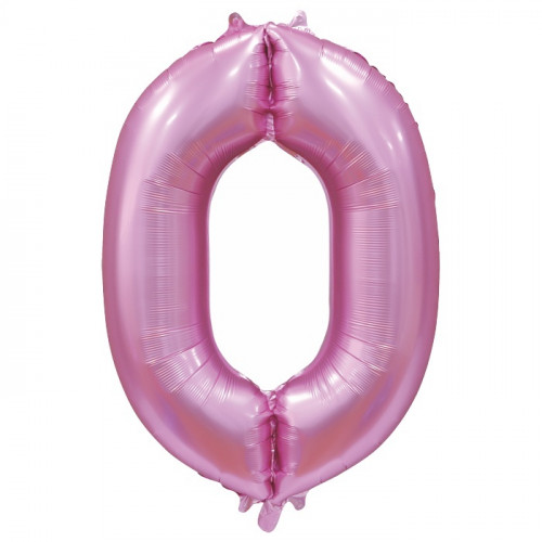 M VZ Шар (40"/101 см) Цифра, 0, Сатин Розовый/Pink, 1 шт.