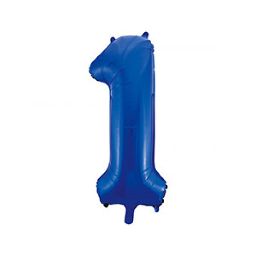M VZ Шар (40"/101 см) Цифра, 1, Blue/Синий, 1 шт.