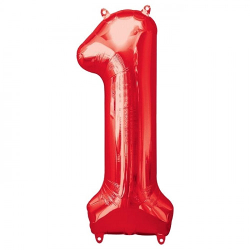 M VZ Шар (40"/101 см) Цифра, 1, Красный/Red, 1 шт.