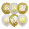 MP 12"/30см Перламутр White + Металлик Gold Свадебная тематика (растр) 2ст. Рис 25шт