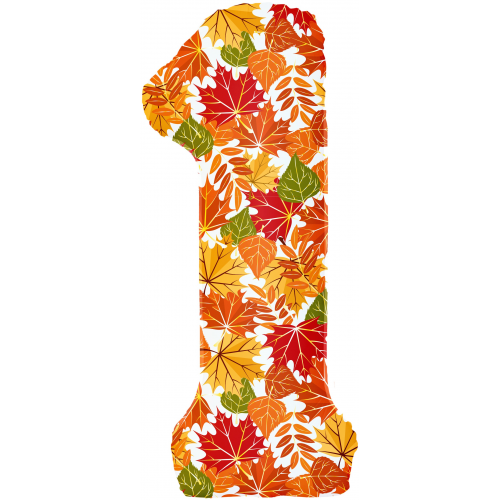 Шар (34''/86 см) Цифра, 1 Сентября, Осенние листья, 1 шт. в уп.