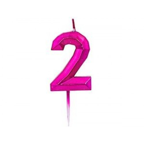 Свеча -цифра "2" Диамант Маджента 4,5смV