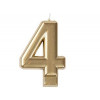 Свеча -цифра "4" Золотая 8см/V