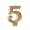 Свеча -цифра "5" Золотая 8см/V